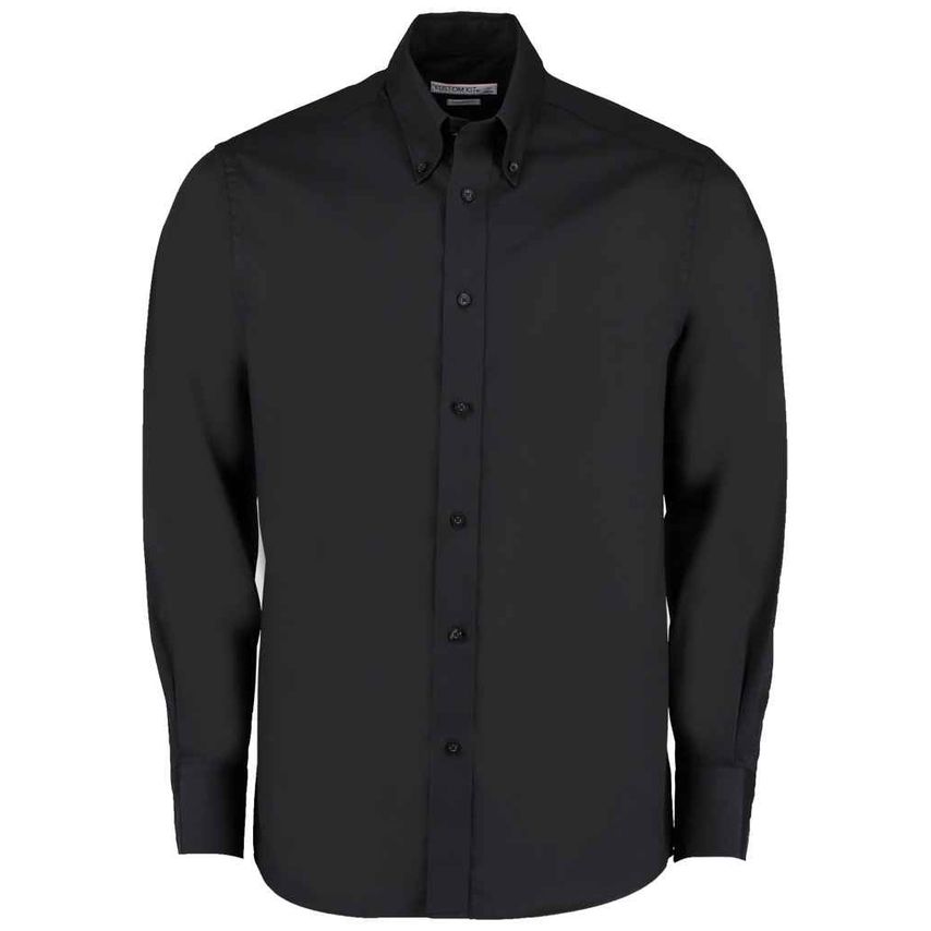 Kustom Kit Premium Long Sleeve Tailored Oxford Shirt Mens Black K188 Black 15