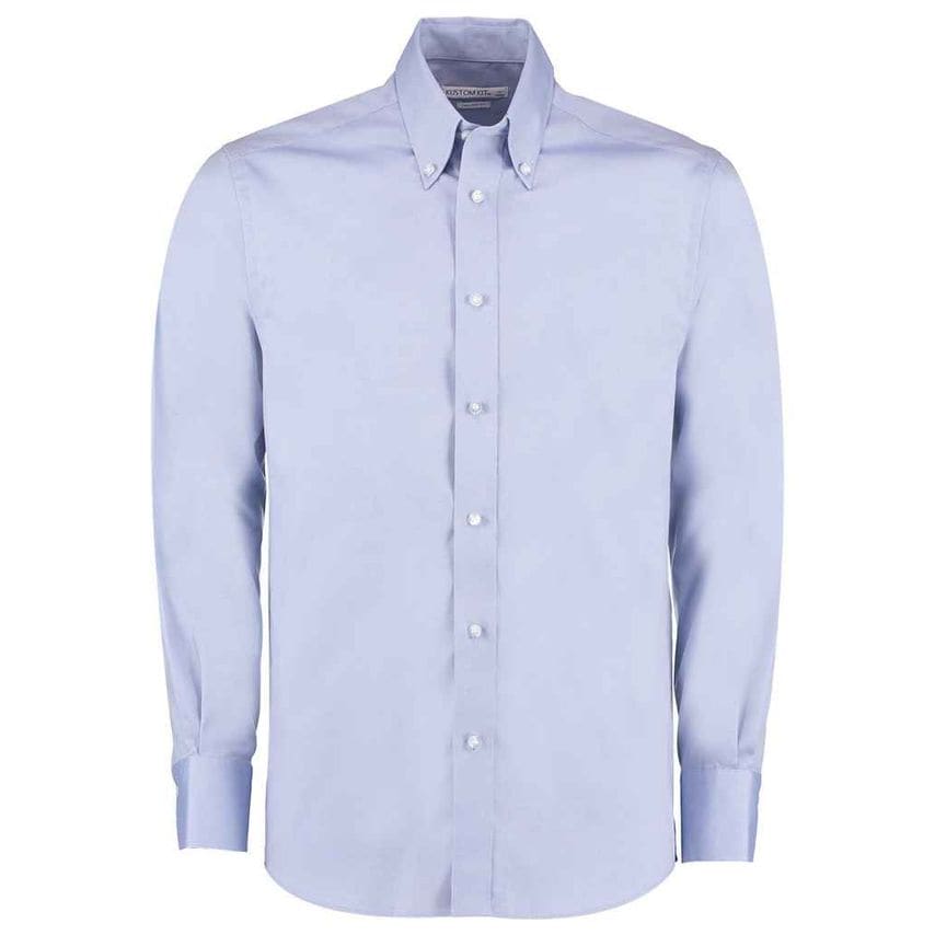 Kustom Kit Premium Long Sleeve Tailored Oxford Shirt Mens Light Blue - K188 LBL