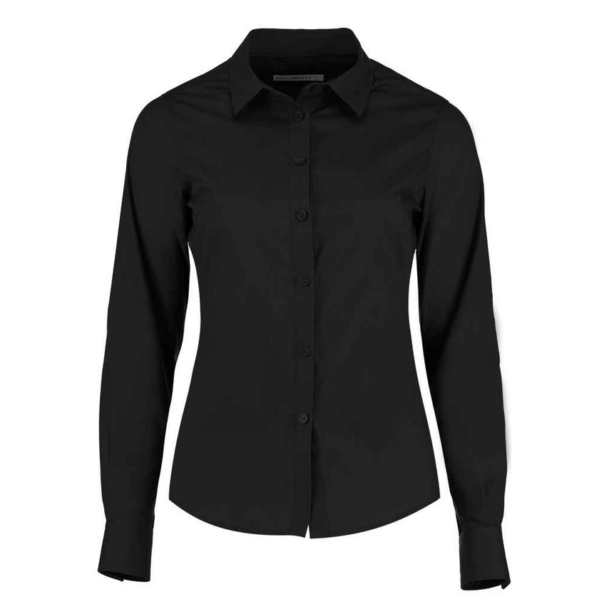 Kustom Kit Ladies Long Sleeve Tailored Poplin Shirt Ladies Black K242 Black 22