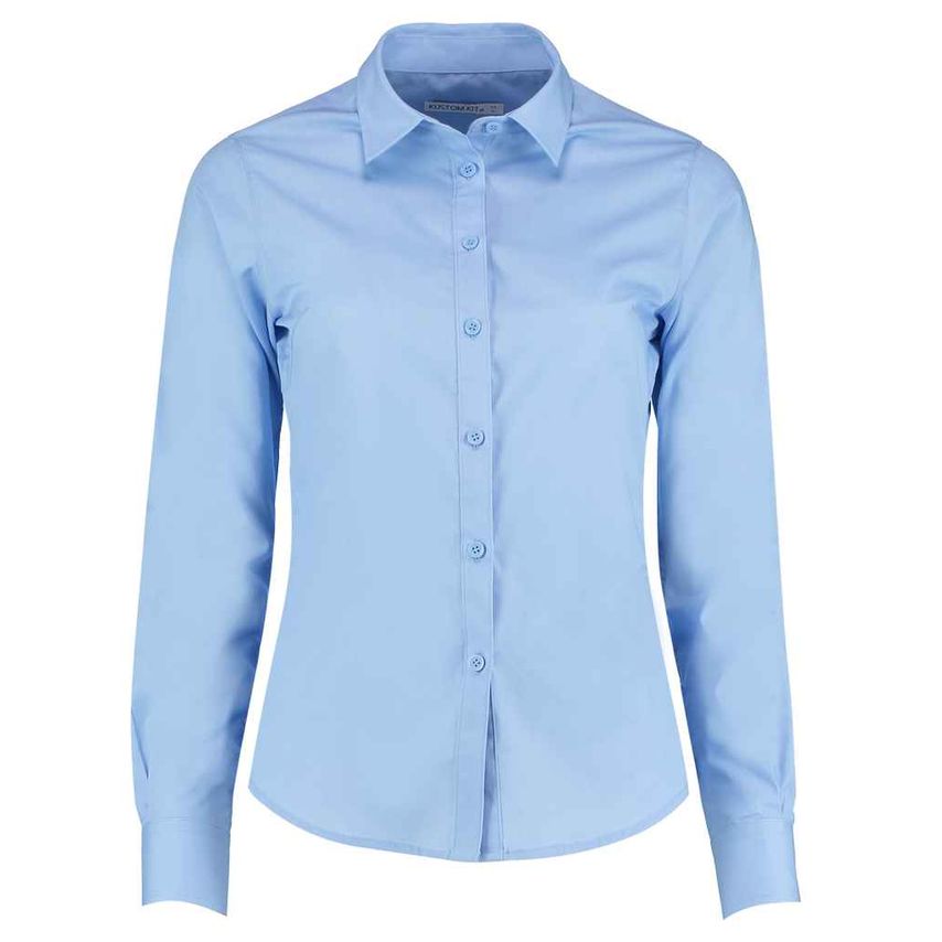 Kustom Kit Ladies Long Sleeve Tailored Poplin Shirt Ladies Light Blue - K242 LBL