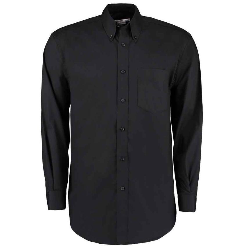 Kustom Kit Premium Long Sleeve Classic Fit Oxford Shirt Mens Black K105 Black 15