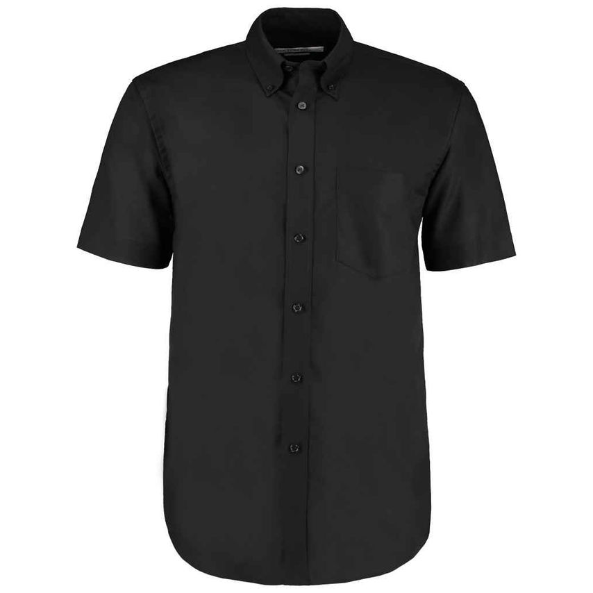 Kustom Kit Short Sleeve Classic Fit Workwear Oxford Shirt Mens Black K350 Black