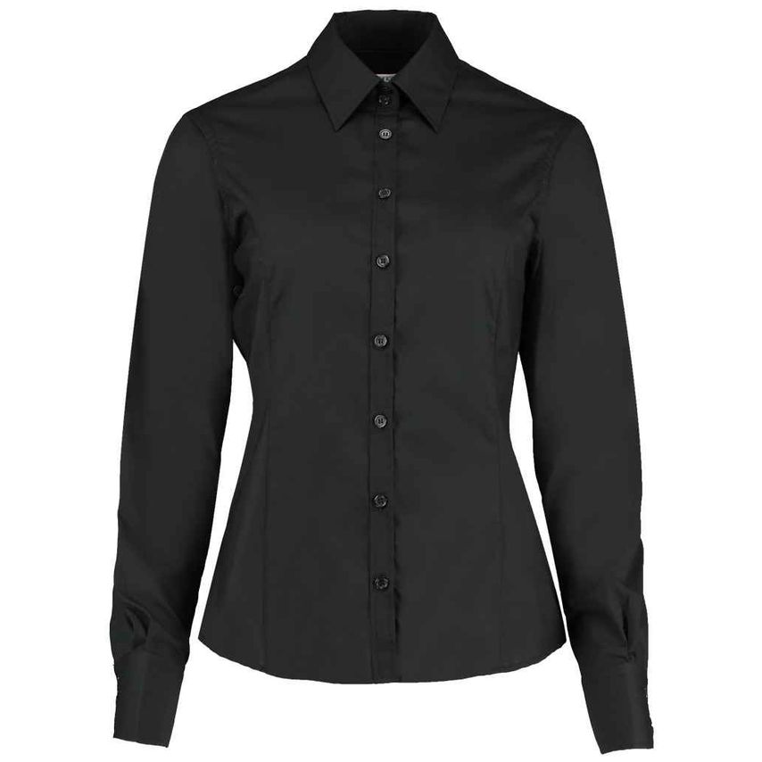 Kustom Kit Ladies Long Sleeve Tailored Business Shirt Ladies Black K743F Black 2