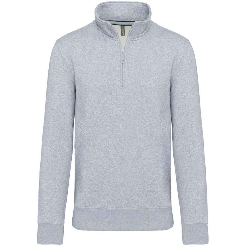 Kariban Zip Neck Sweatshirt Mens Oxford Grey - KB487 OXF M