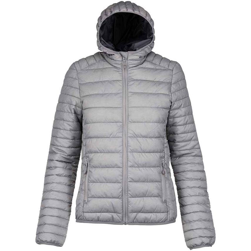 Kariban Ladies Lightweight Hooded Padded Jacket Ladies Marl Silver - KB6111 MLS