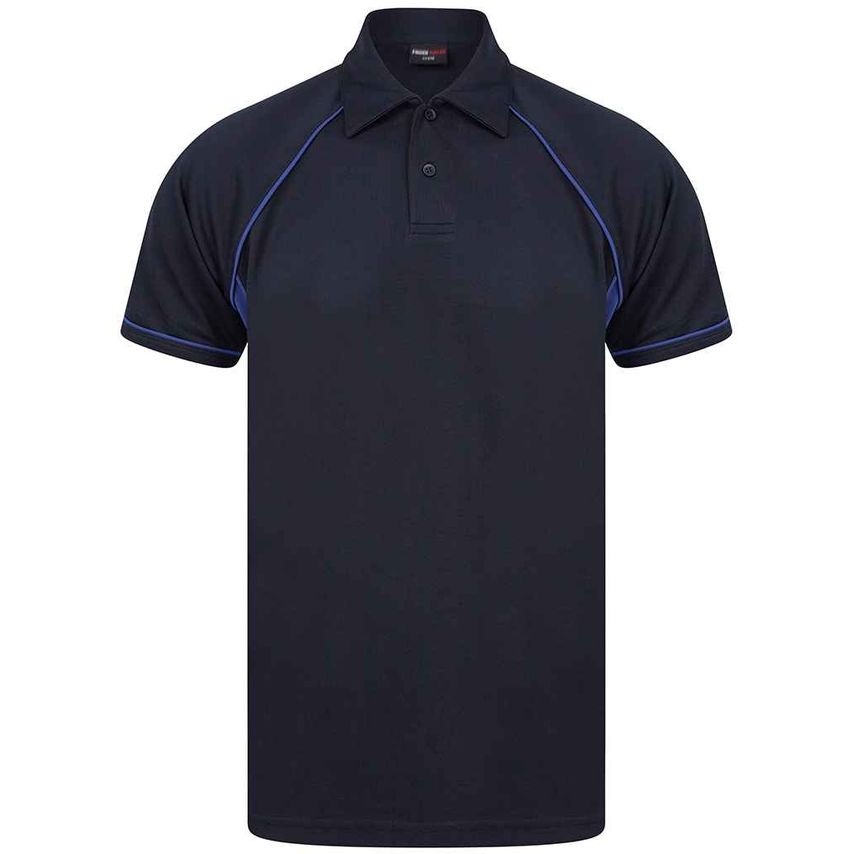 Finden + Hales Performance Piped Polo Shirt Mens Navy/Royal Blue - LV370 NV/RY X