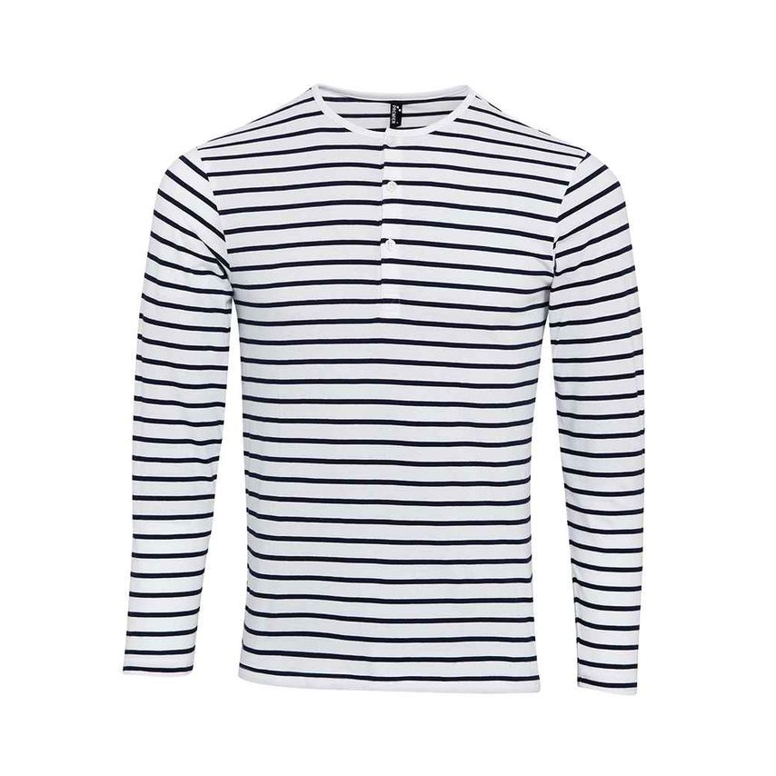 Premier Long John Roll Sleeve T-Shirt Mens White/Navy - PR218 WH/NV M