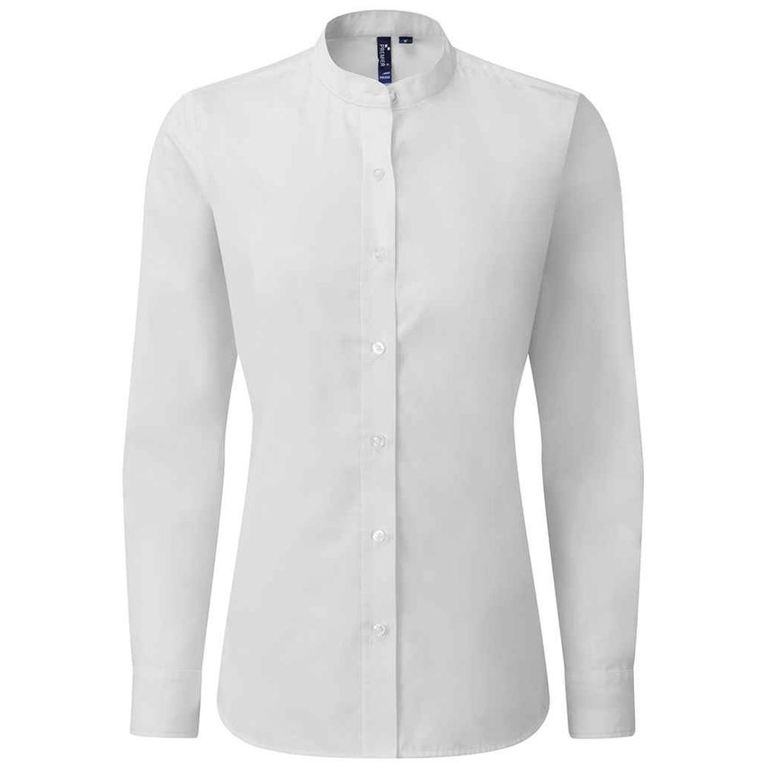 Premier Ladies Banded Collar Grandad Shirt Ladies White - PR358 WHI XXL