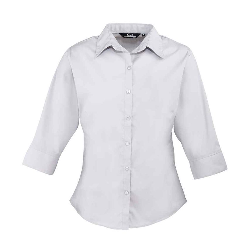 Premier Ladies 3/4 Sleeve Poplin Blouse Ladies Silver - PR305 SIL 24