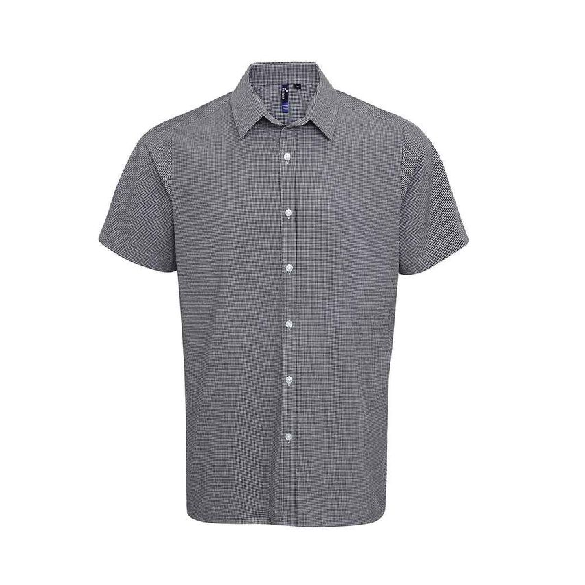 Premier Gingham Short Sleeve Shirt Mens Black/White - PR221 BK/WH XL