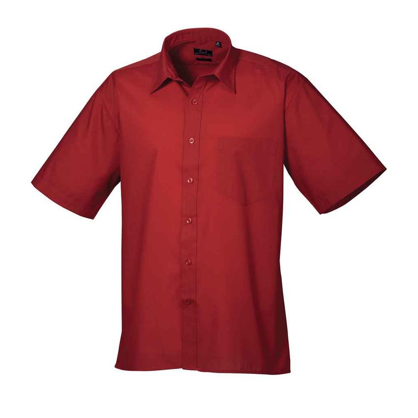 Premier Short Sleeve Poplin Shirt Mens Burgundy - PR202 BUR 15.5