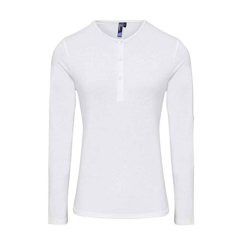 Premier Ladies Long John Roll Sleeve T-Shirt Ladies White - PR318 WHI L