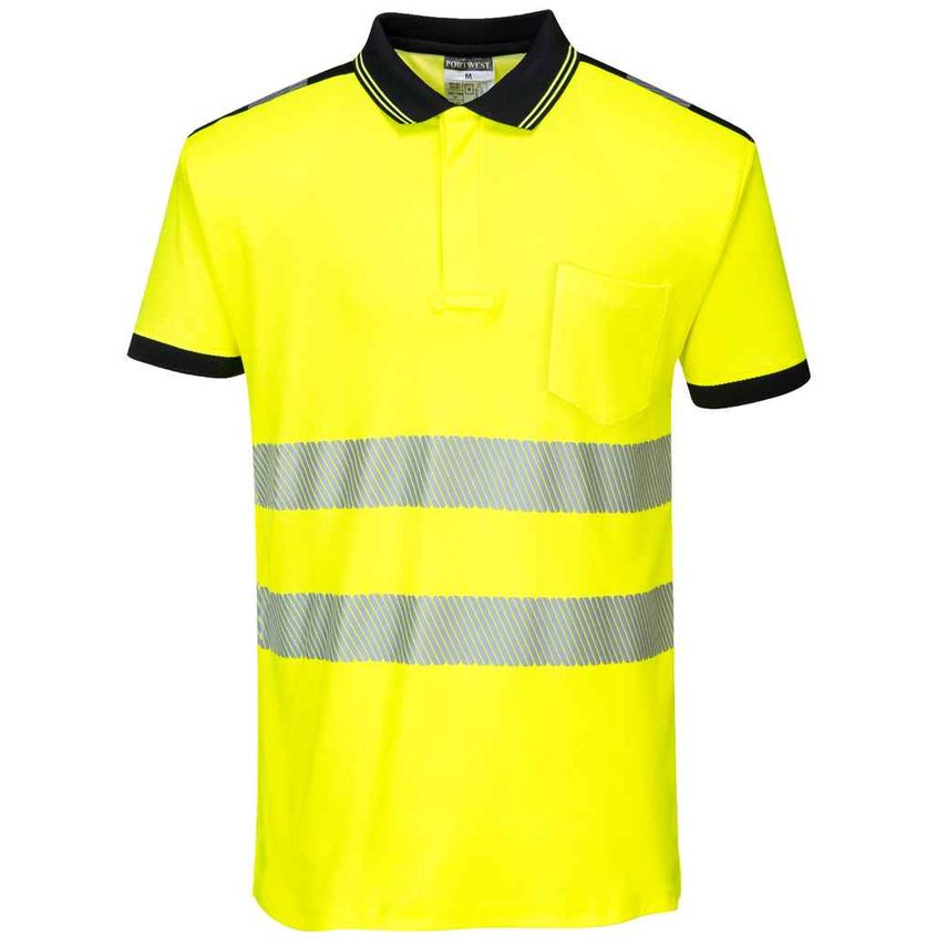 Portwest PW3 Hi-Vis Polo Shirt Mens Yellow/Black - PW1003 YL/BK XXL