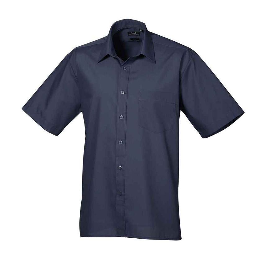 Premier Short Sleeve Poplin Shirt Mens Navy - PR202 NAV 17.5