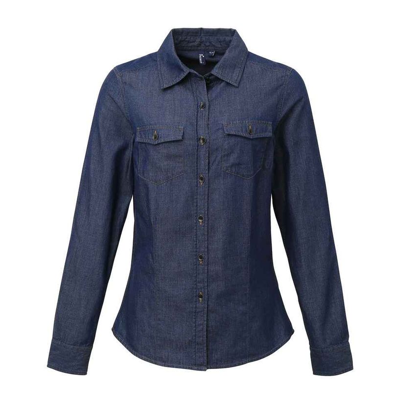 Premier Ladies Jeans Stitch Denim Shirt Ladies Indigo Denim - PR322 IDM L