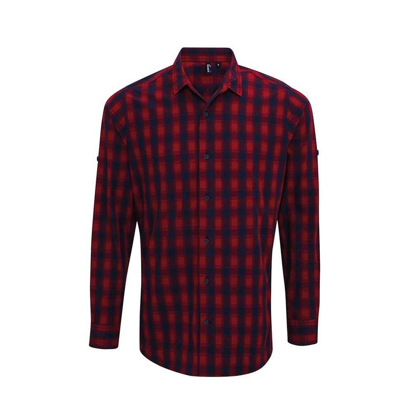 Premier Mulligan Check Long Sleeve Shirt Mens Red/Navy - PR250 RD/NV XXL