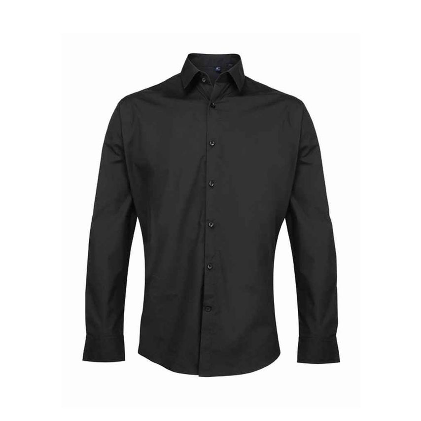 Premier Supreme Long Sleeve Poplin Shirt Mens Black PR207 Black 17