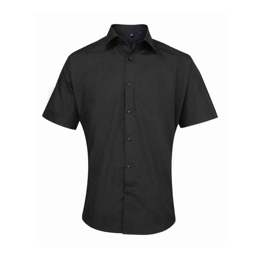 Premier Supreme Short Sleeve Poplin Shirt Mens Black PR209 Black 18.5