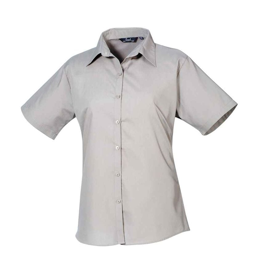 Premier Ladies Short Sleeve Poplin Blouse Ladies Silver - PR302 SIL 8
