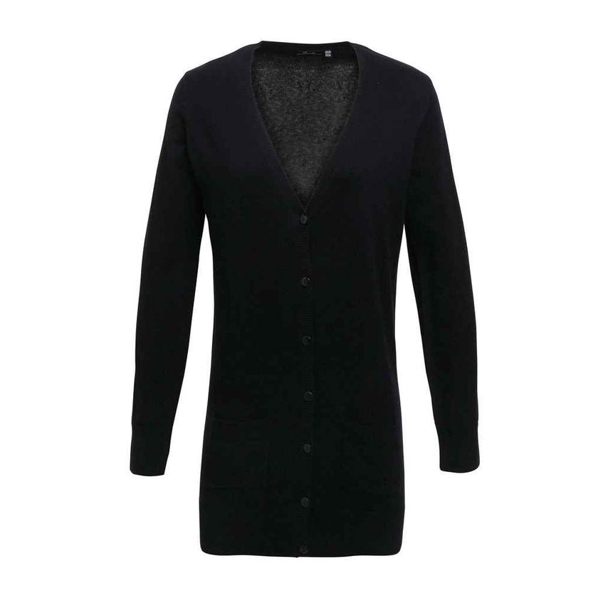 Premier Ladies Longline V Neck Cardigan Ladies Black PR698 Black 22