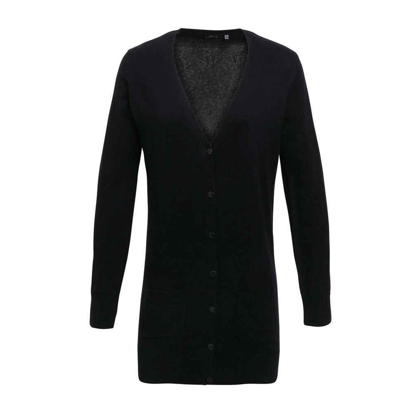 Premier Ladies Longline V Neck Cardigan Ladies Black PR698 Black 10
