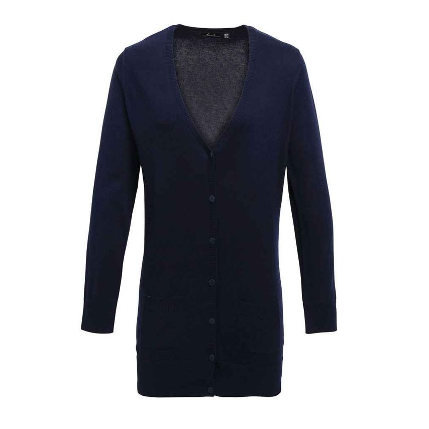 Premier Ladies Longline V Neck Cardigan Ladies Navy - PR698 NAV 16