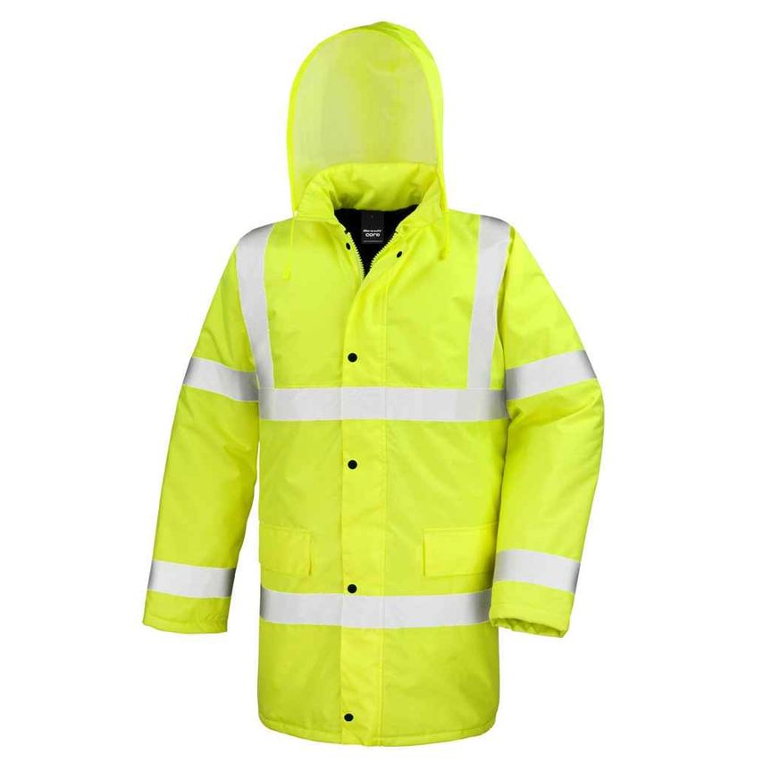 Result Hi-Vis Motorway Coat Mens Fluorescent Yellow - RS218 FLY XXL