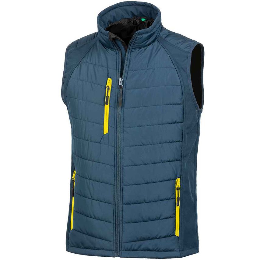 Result Compass Padded Gilet Mens Navy/Yellow - RS238 NV/YL S
