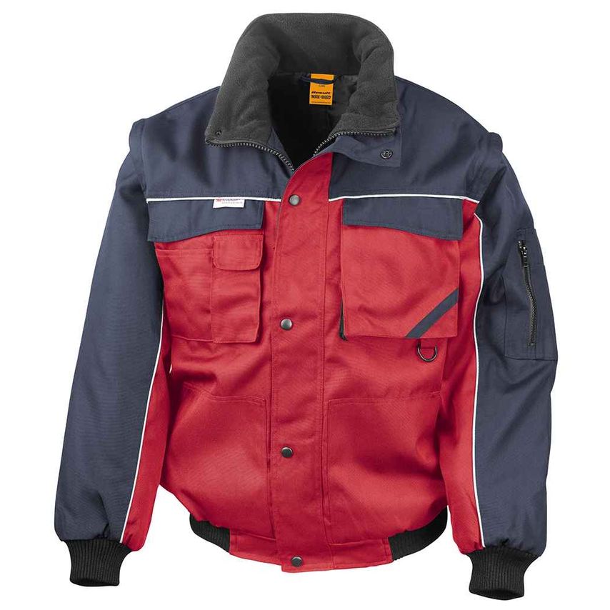 Result Zip Sleeve Heavy Duty Jacket Mens Red/Navy - RS71 RD/NV M