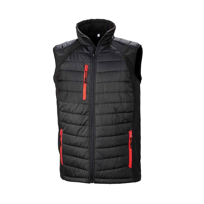 Result Compass Padded Gilet Mens Black/Red - RS238 BK/RD XL