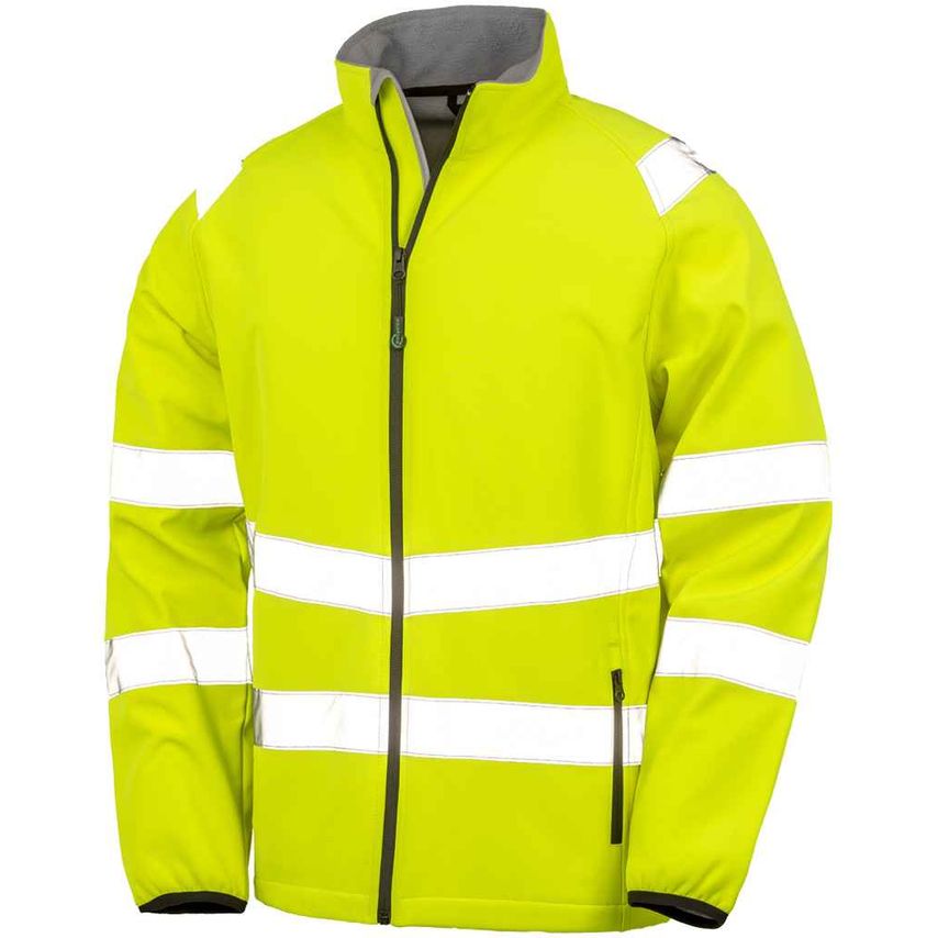 Result Printable Safety Soft Shell Jacket Mens Fluorescent Yellow - RS505 FLY L