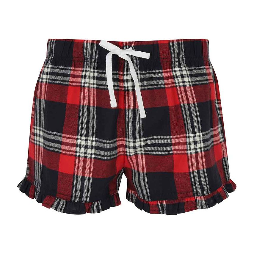 SF Ladies Tartan Frill Lounge Shorts Ladies Red/Navy - SK82 RD/NV XS