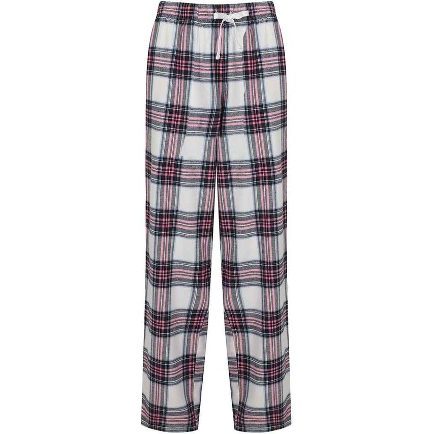 SF Ladies Tartan Lounge Pants Ladies White/Pink SK83 Wh/pi 2XS