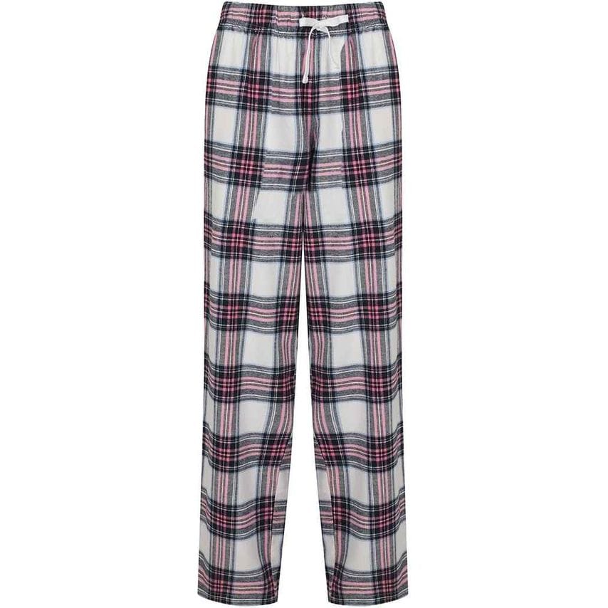 SF Ladies Tartan Lounge Pants Ladies White/Pink - SK83 WH/PI L