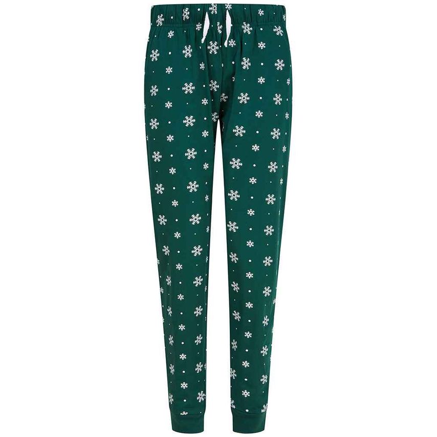 SF Ladies Lounge Pants Ladies Bottle Green/White Snowflakes - SK85 BO/WH S