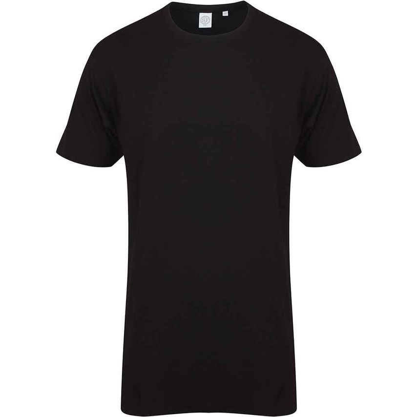 SF Men Longline Dipped Hem T-Shirt Mens Black SF258 Black M