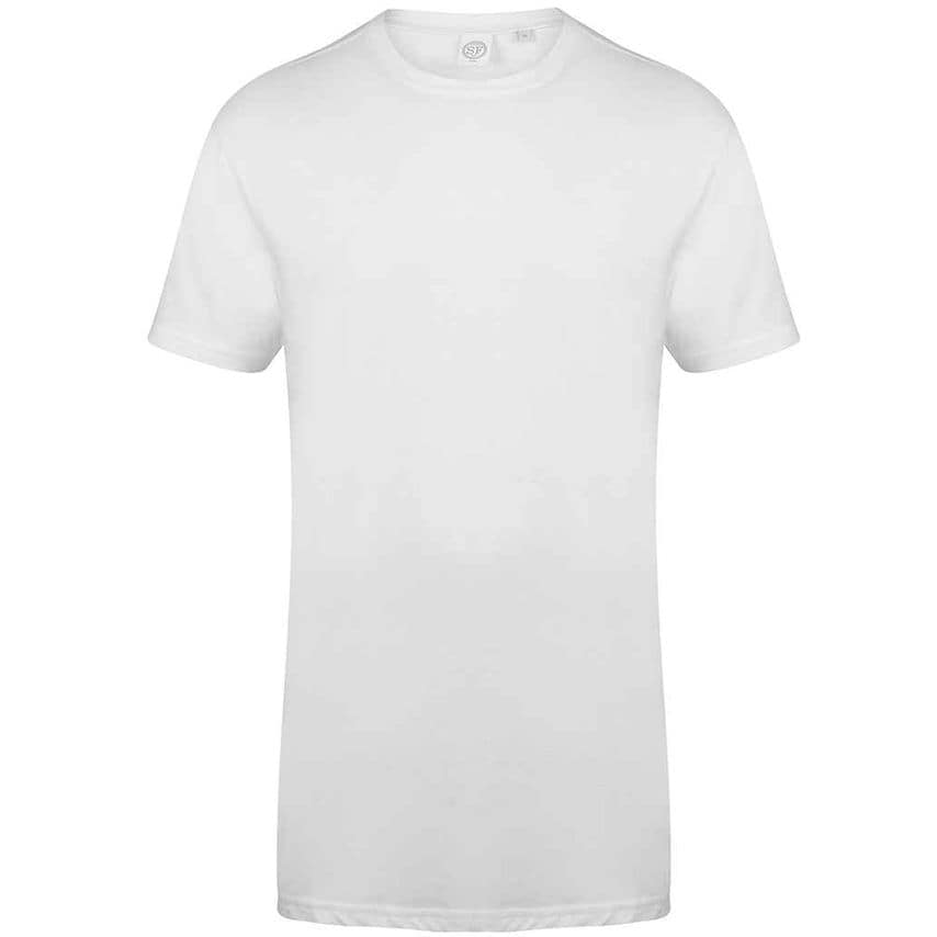 SF Men Longline Dipped Hem T-Shirt Mens White - SF258 WHI L