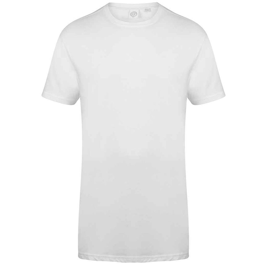 SF Men Longline Dipped Hem T-Shirt Mens White - SF258 WHI XXL