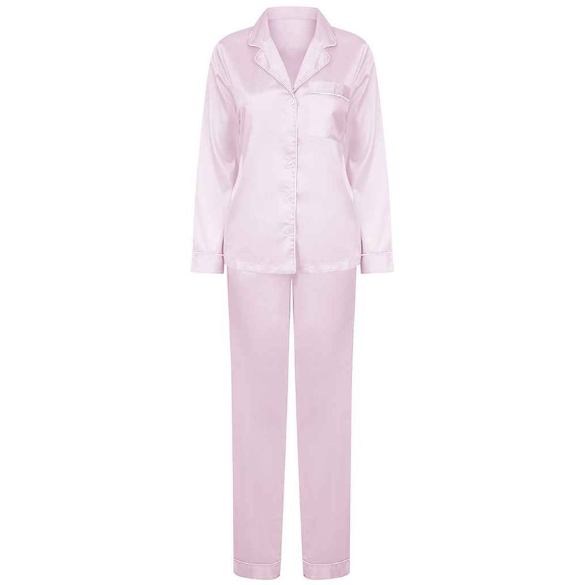 Towel City Ladies Satin Long PJ's Ladies Light Pink - TC55 LPI XL/XXL