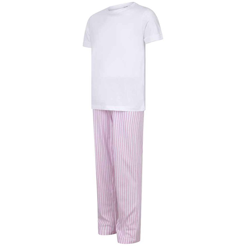 Towel City Kids Long PJ's Kids White/Pink - TC59 WH/PI 3-4