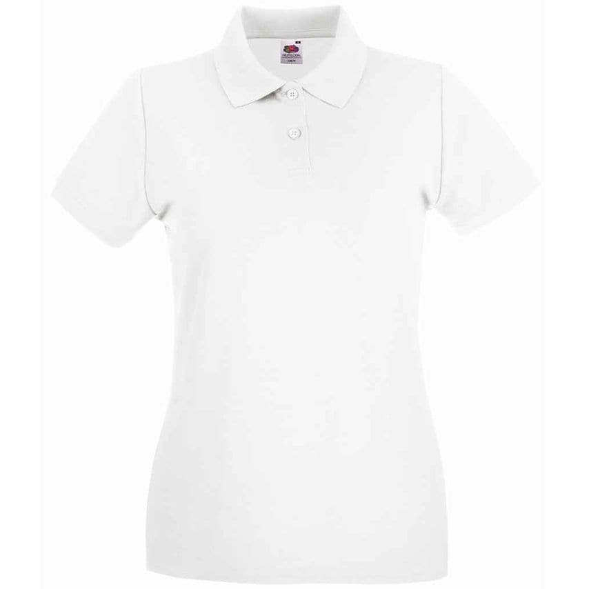 Fruit Of The Loom Lady-Fit Premium Cotton Piqu Polo Shirt Ladies White - SS89 WH
