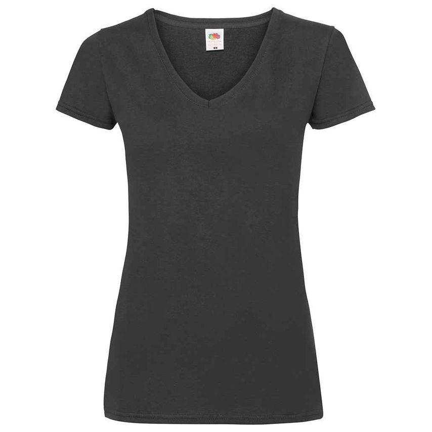Fruit Of The Loom Lady Fit Value V Neck T-Shirt Ladies Black SS702 Black S