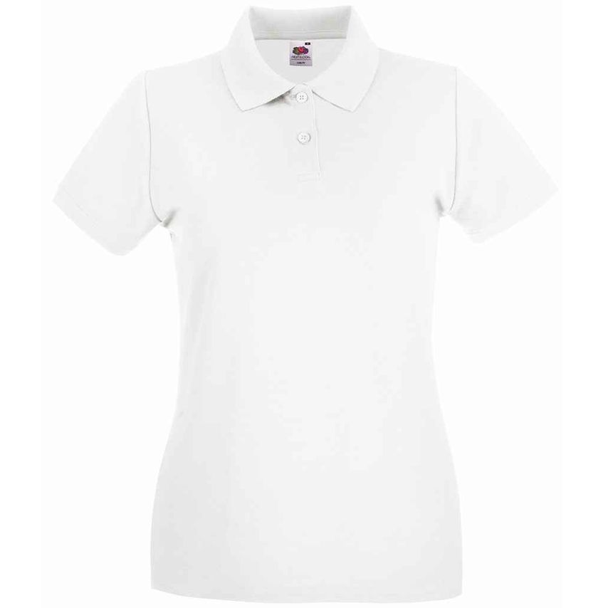 Fruit Of The Loom Lady-Fit Premium Cotton Piqu Polo Shirt Ladies White - SS89 WH