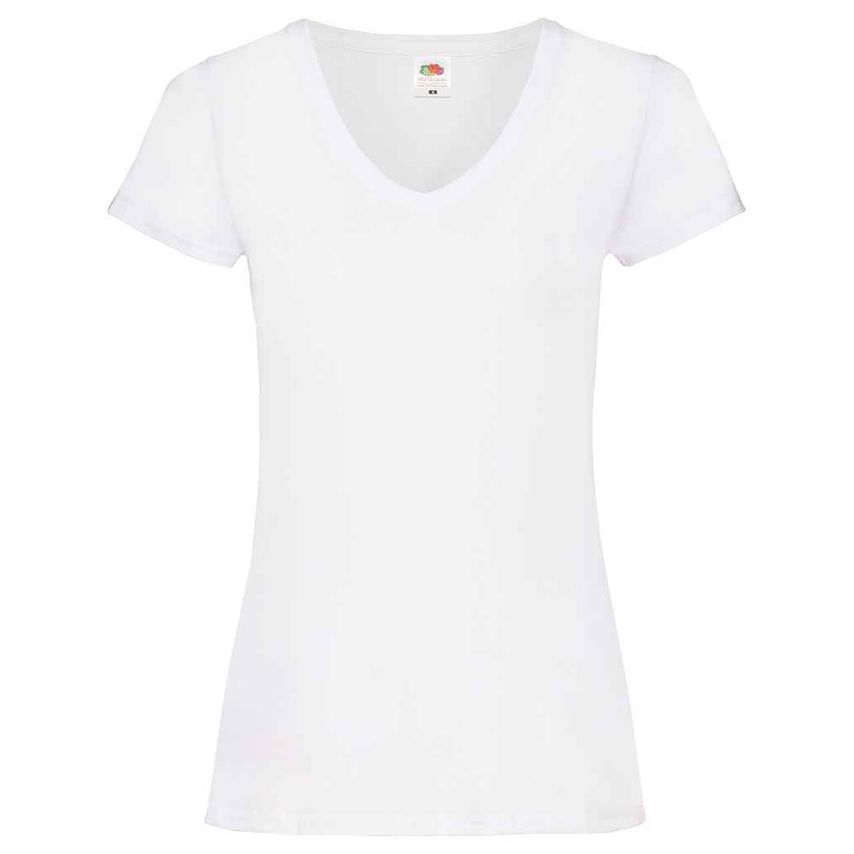Fruit Of The Loom Lady Fit Value V Neck T-Shirt Ladies White - SS702 WHI XS