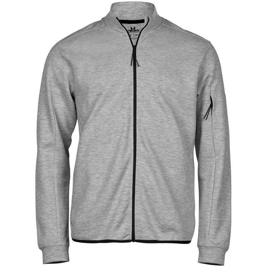 Tee Jays Athletic Full Zip Sweat Cardigan Mens Heather Grey - T5704 HEA XXL