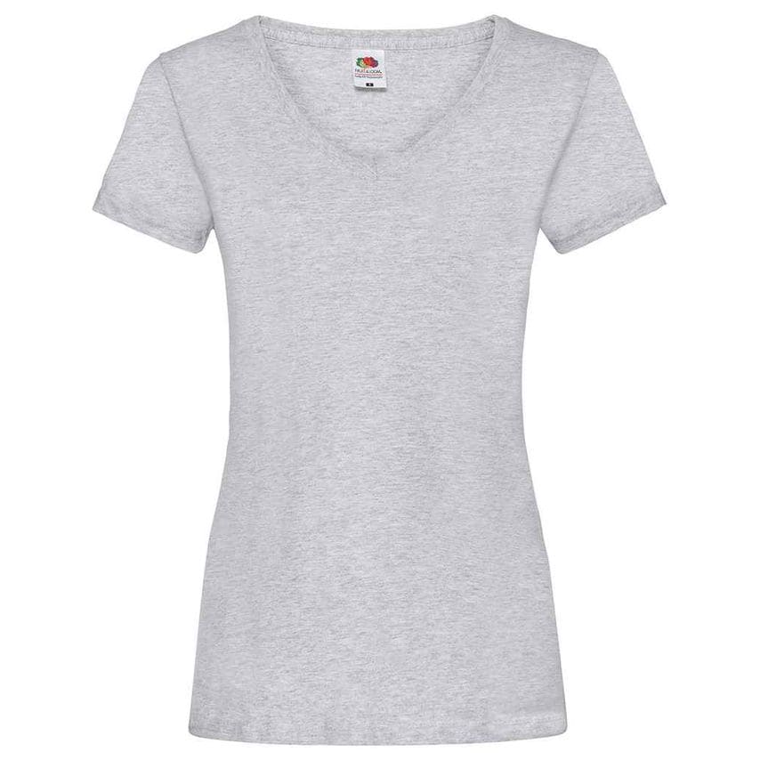 Fruit Of The Loom Lady Fit Value V Neck T-Shirt Ladies Heather Grey - SS702 HEA