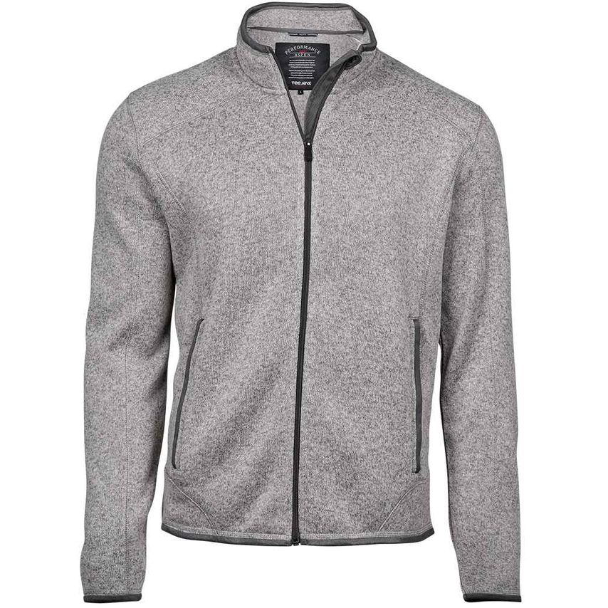 Tee Jays Knitted Outdoor Fleece Jacket Mens Grey Melange - T9615 GME M