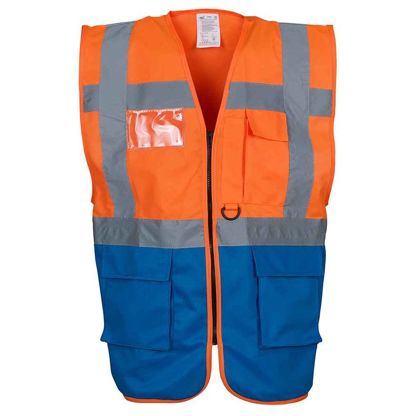 YOKO Executive Waistcoat Mens Orange/Royal Blue - YK103 OR/RY M