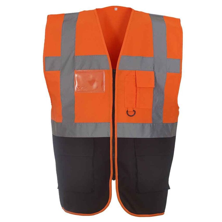 YOKO Executive Waistcoat Mens Orange/Navy - YK103 OR/NV M