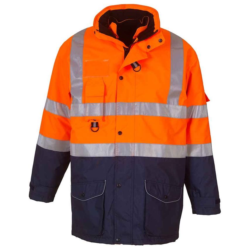 YOKO Hi-Vis Multi-Function 7-in-1 Jacket Mens Orange/Navy - YK209 OR/NV M